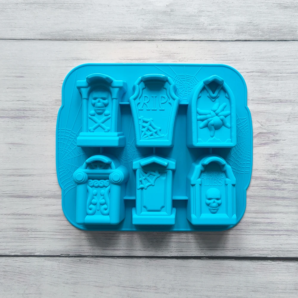 Silicone 6 Tombstones for Ice Cube Tray DIY for Halloween Decorative Cake Baking Accessories