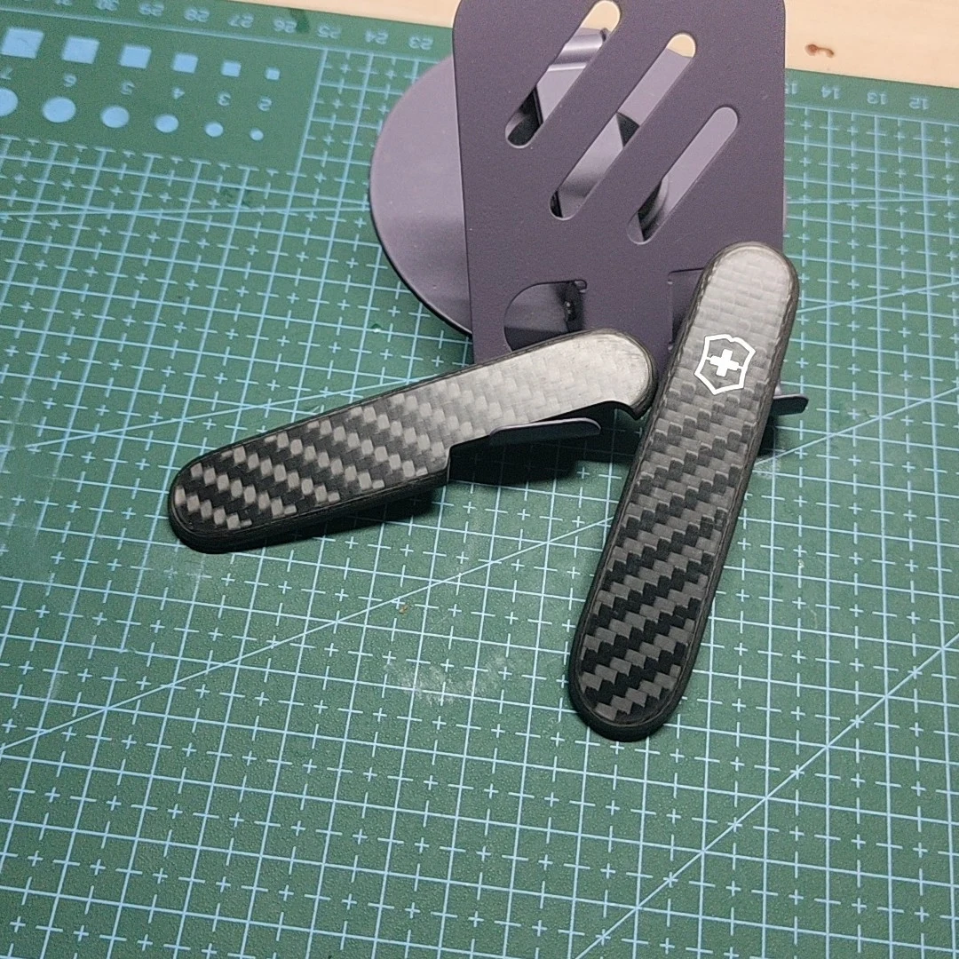 

Black Twill Weave Real Carbon Fiber Scales For Victorinox 91mm Swiss Army Knife | NO Toothpick & Tweezers Slots