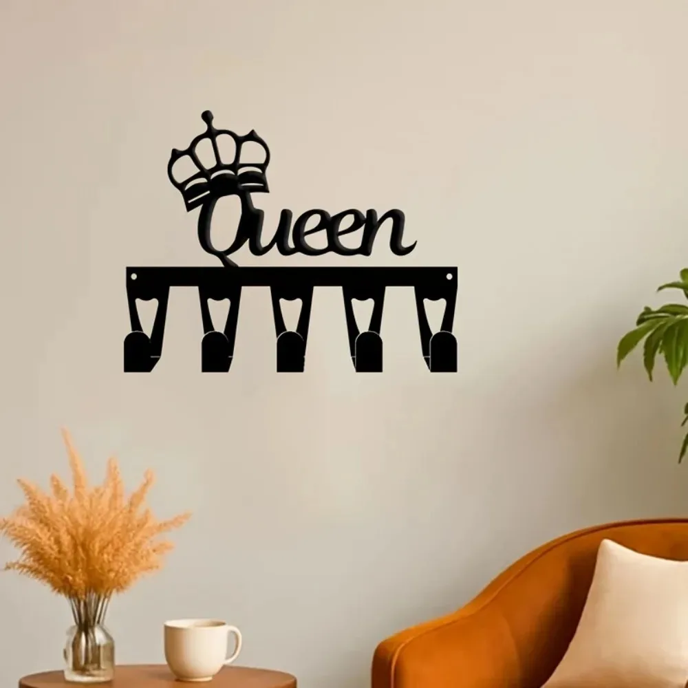 CIFBUY Iron Wall Art Metal Key Holder Queen Crown Design Entryway Organizer For Bedroom Living Room Hanging Ornament Decor