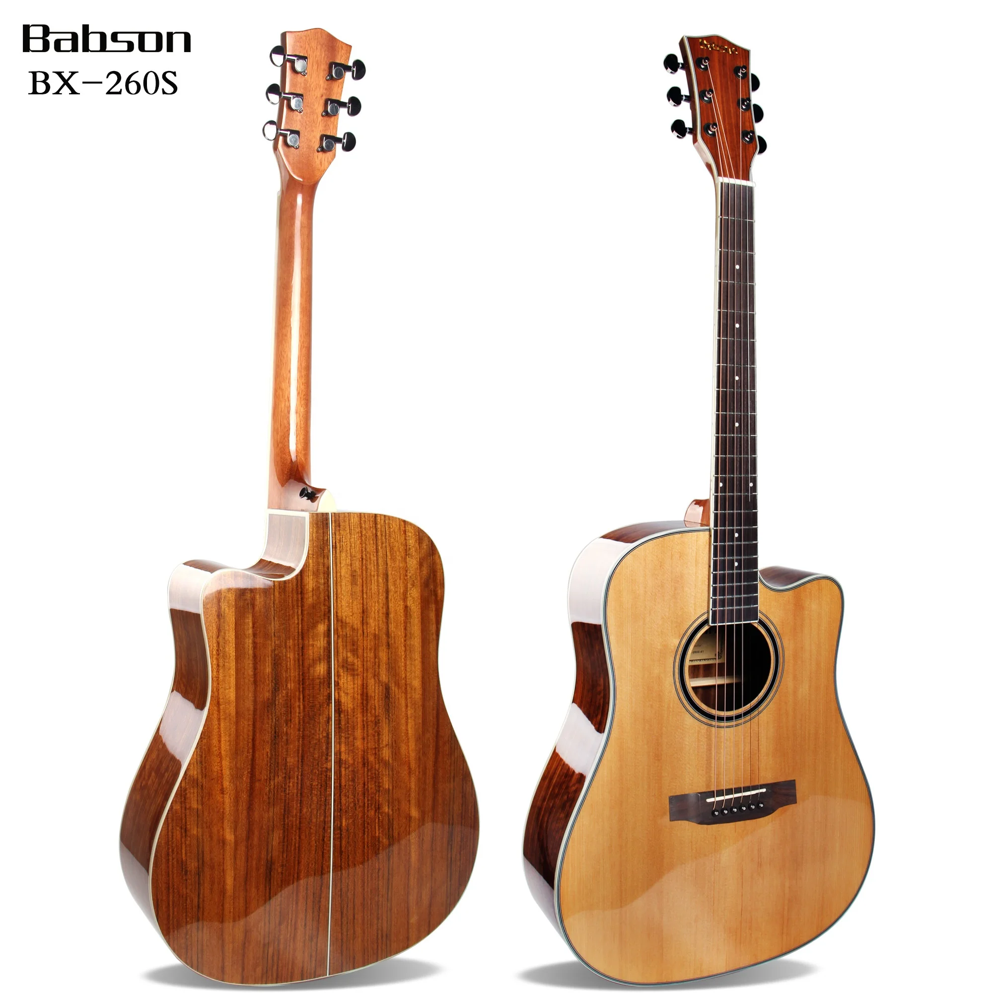 

BX-260S OEM High Grade Babson 41 Inch Top Solid Spruce Cutaway Acoustic Guitar Wholesale China