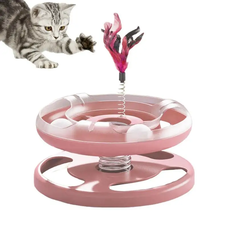 Cat Track Tower Toys Interactive Cat Toy With Moving Balls Turntable Kitten Toy Ball Track Multi-Stage Interactive Cat Toy Ball