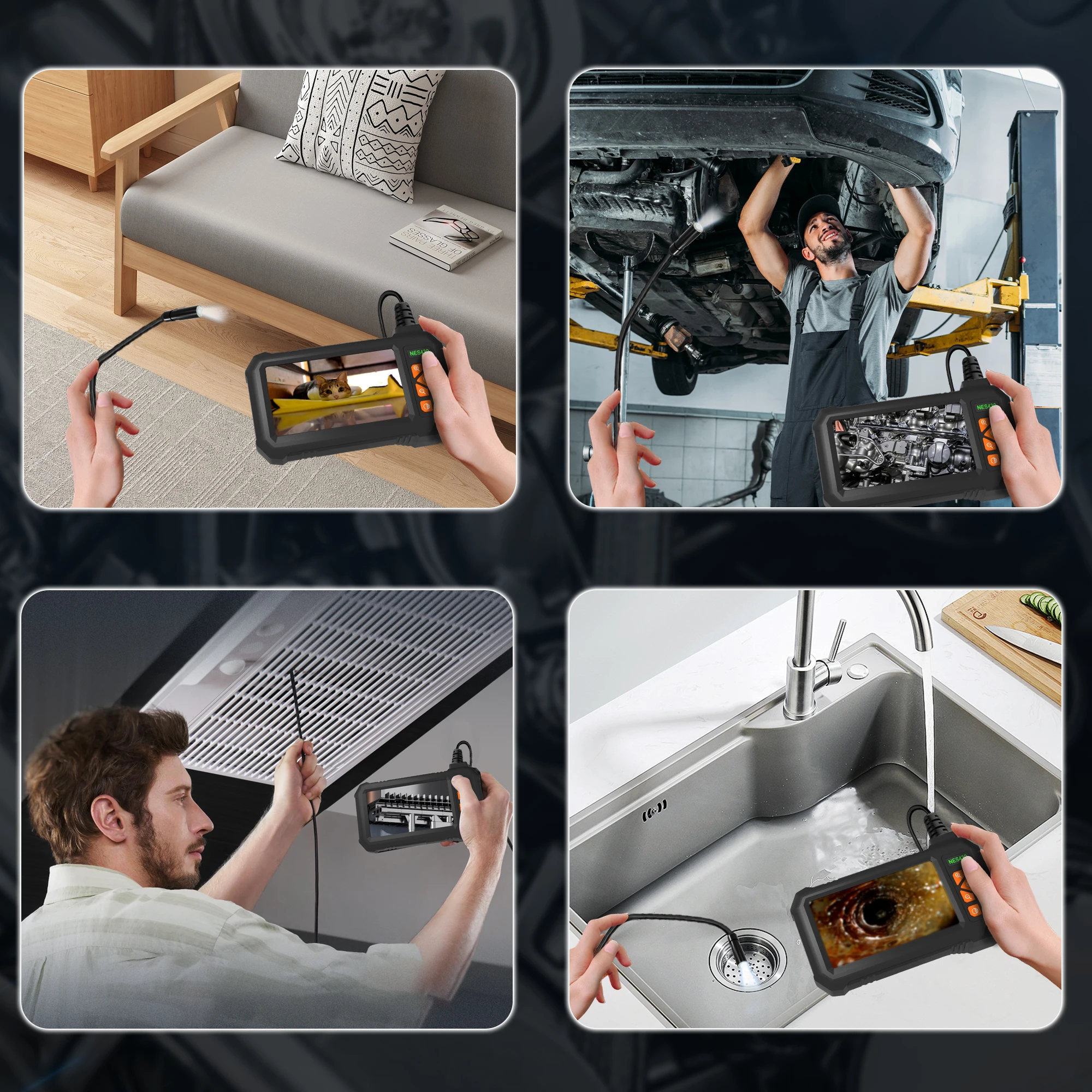 Wholesale 1m Line Machine Integrated Waterproof HD Portable Endoscope Camera Industrial Endoscope for Pipe Car