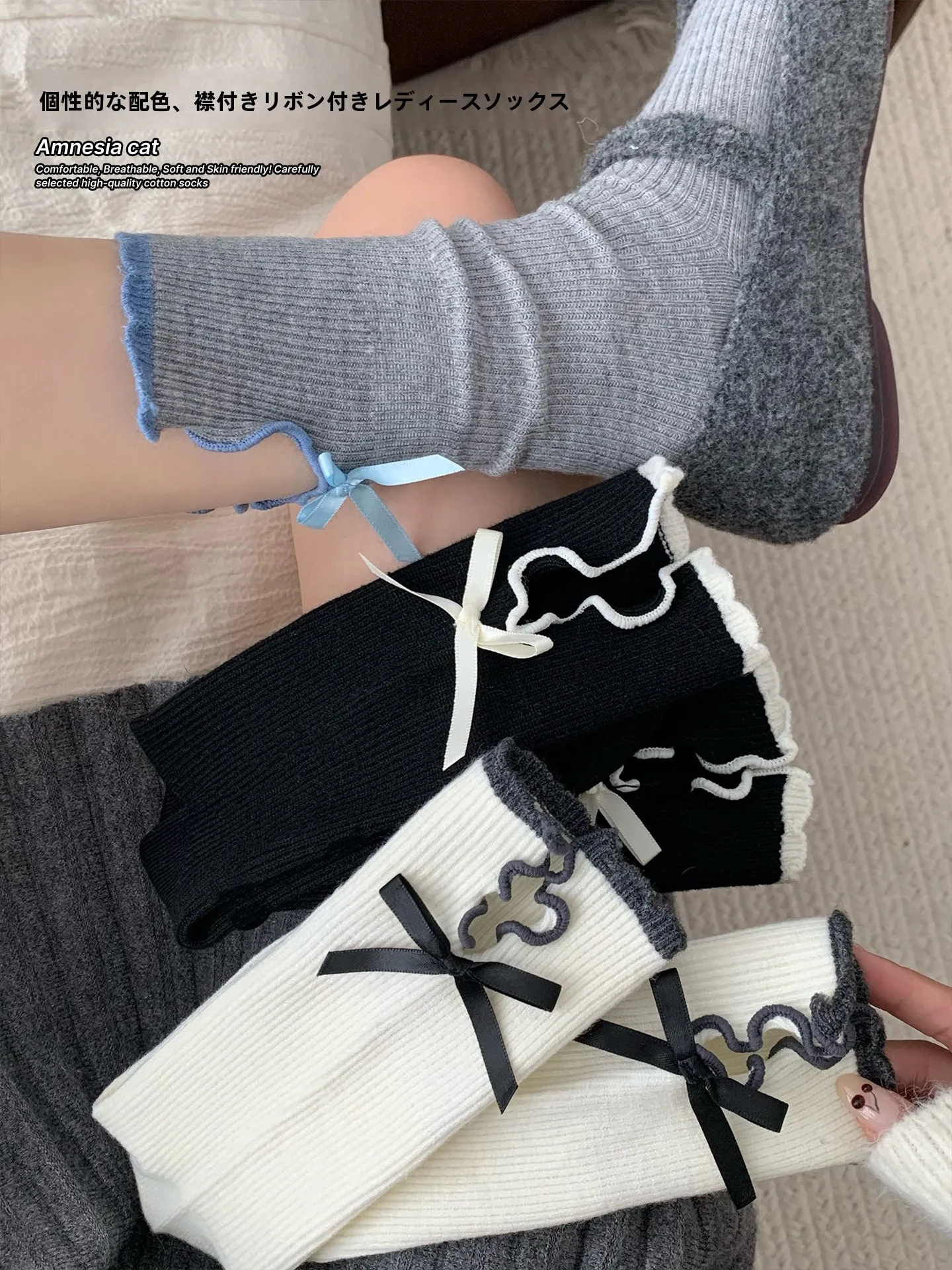 no-de-algodao-puro-cano-medio-sos-feminino-sle-trendy-ballet-long-sos-para-a-temporada-de-outono-respiracao-confortavel