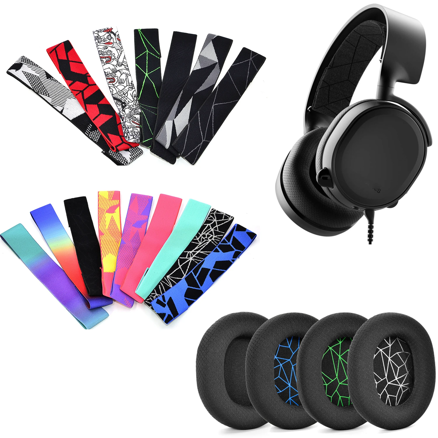 HeadBand/Earpads For SteelSeries Arctis 5 3 Earmuffs Gaming Headset Foam Ear Pads Sponge Cushion Replacement Elastic Beam