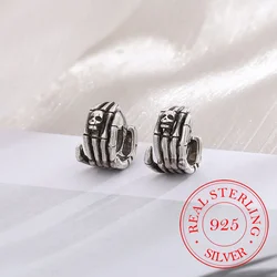 925 Sterling Silver Skull Palm Hoop Earrings for Women Men Girls Halloween Piercing Jewelry Women's Party Wedding Pendiente