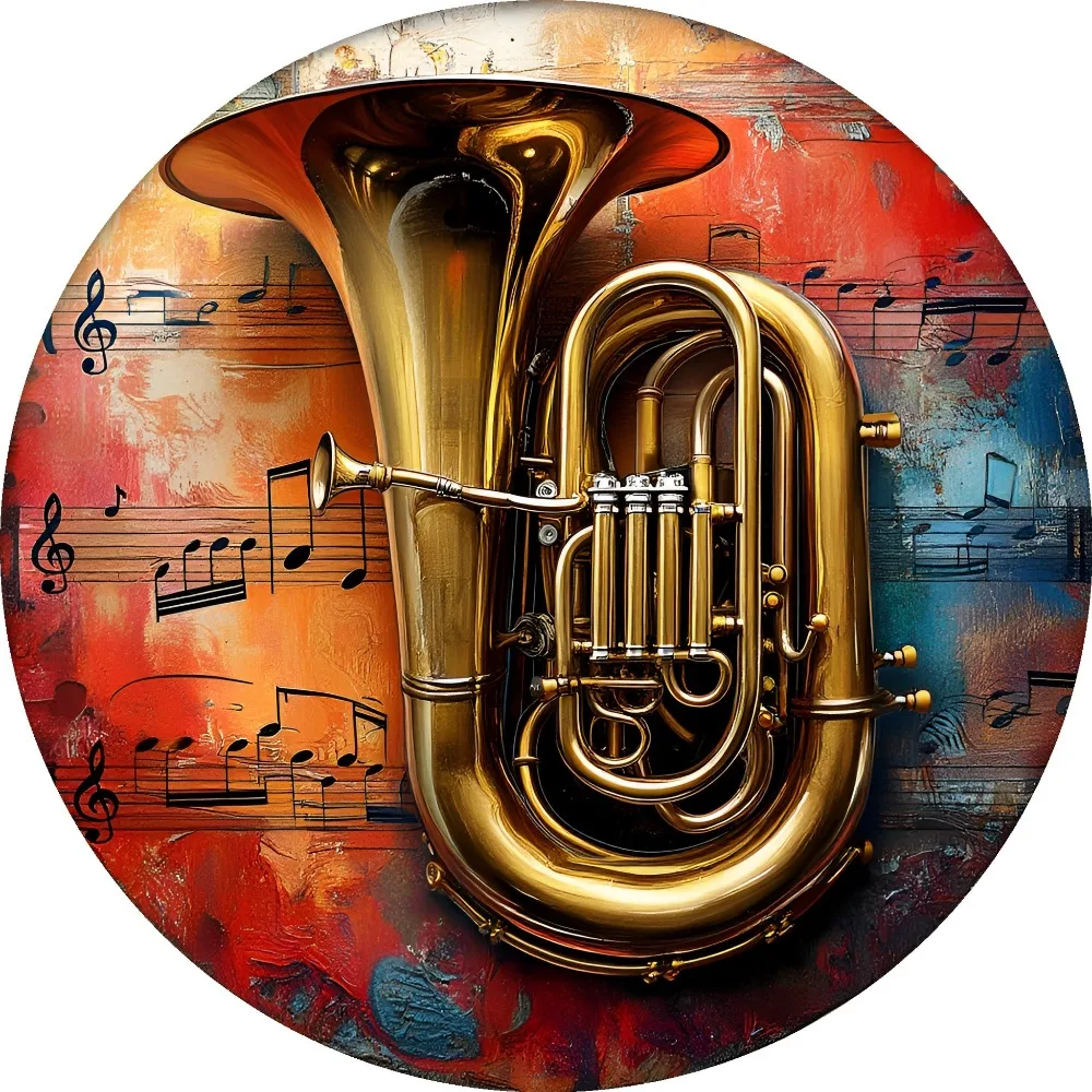 Brass Tuba Musical Note Abstract Art Tin Sign - Vintage Durable Metal Plaque Wall Decor, Music Studio Jazz Bar Living Room Wall