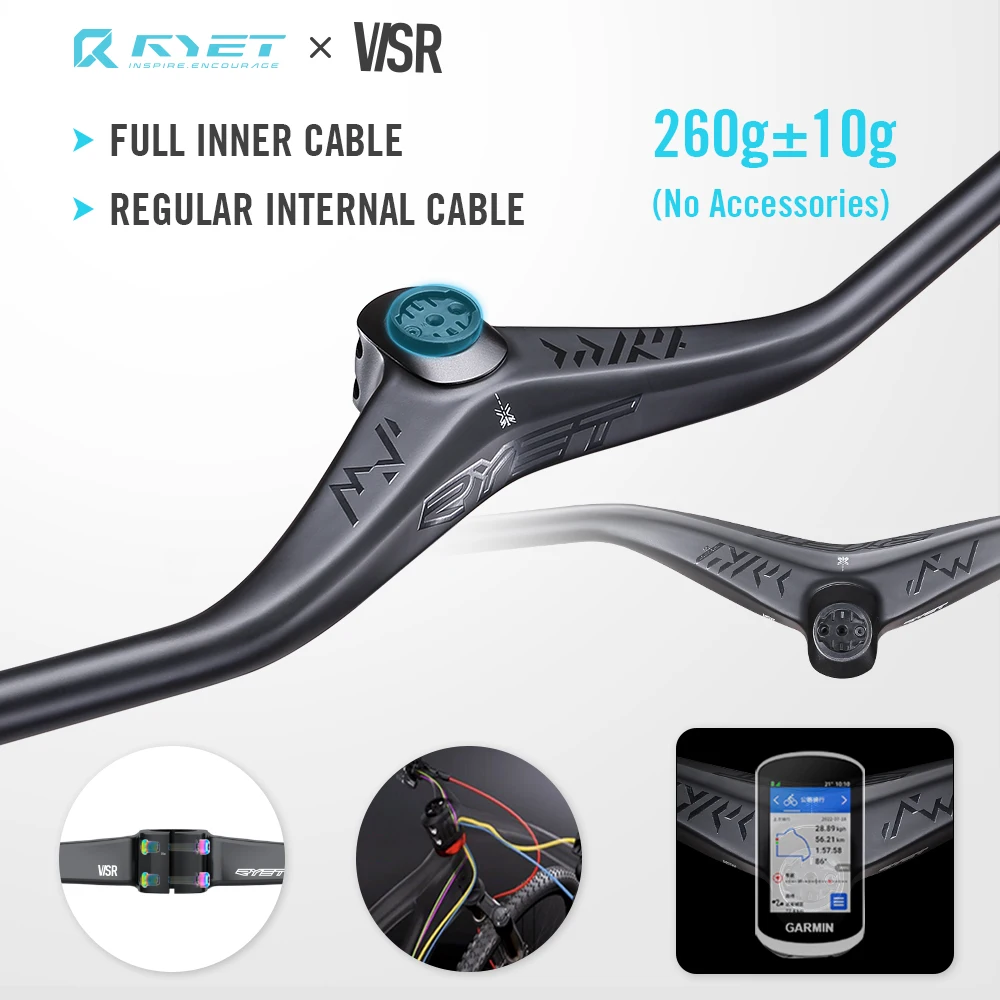 

RYET NEW MTB Carbon Full Inner Cable Integrated Handlebar 780mm -12 Degrees AM XC One-Piece Flat Carbon Bicycle Handlebar