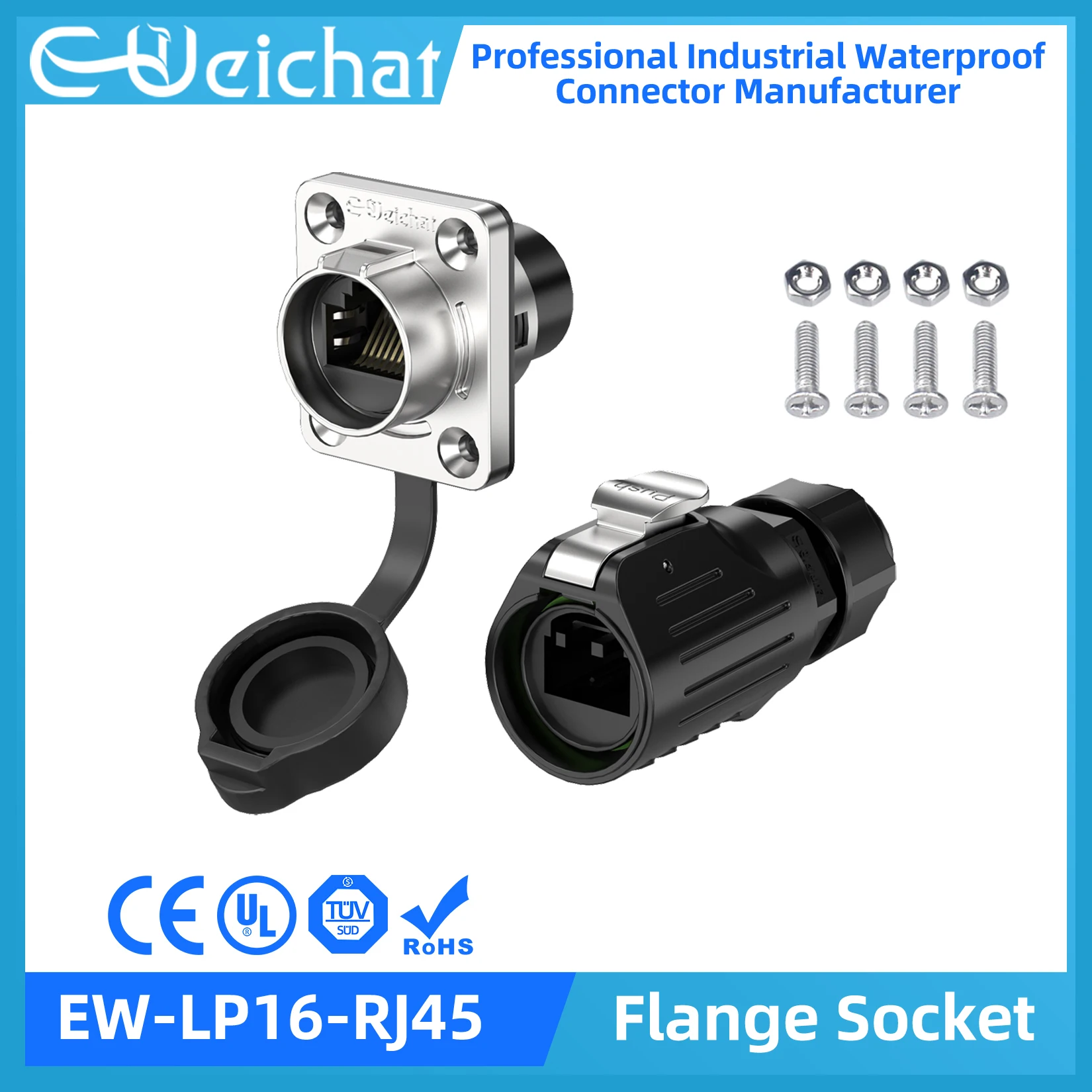 M16 Waterproof RJ45 Signal Panel Connector LP16 8P8C IP67 RJ45 Adapter Plug and Socket for Internet Network TV BOX
