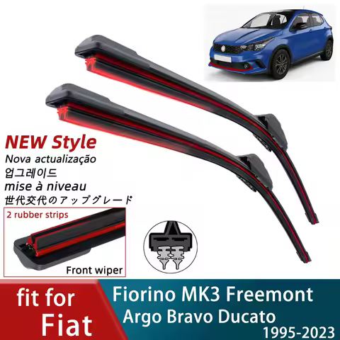 Double Rubber Car Wipers for FIAT Fiorino MK3 Freemont Argo Bravo Ducato Front Wiper Blades Brushe Cutter Accessorie Windscreen
