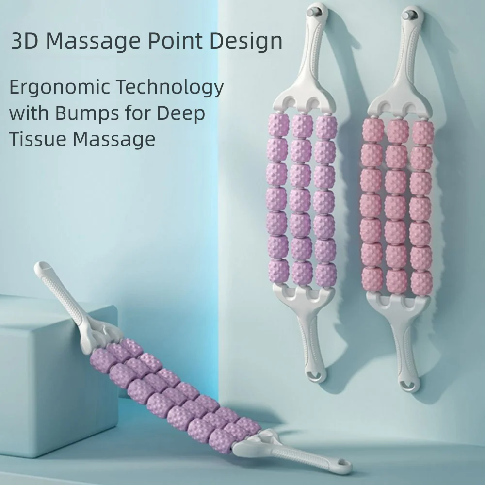 المحمولة ثلاثة صفوف منحني تدليك الأسطوانة اللياقة البدنية متعددة الوظائف اليوغا عصا تدليك الرياضة دائم فآسيا عصا الساعد