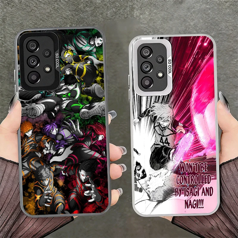 Blue L-Lock Football Anime Soft Phone Case for Samsung A17 A16 A15 A14 A13 A57 A56 A55 A54 A53 A37 A36 A35 A34 A33 A26 A25 A24 A