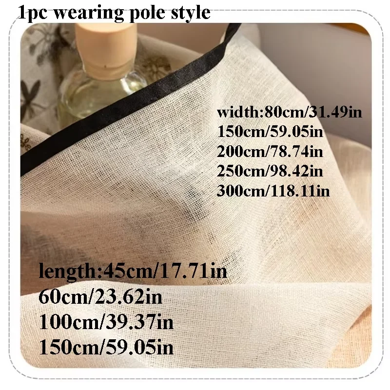 1PC Plain Striped Semi-Sheer Cafe Curtain Dust-proof Partition Short Curtain For Living Room Kitchen Cabinet Wardrobe