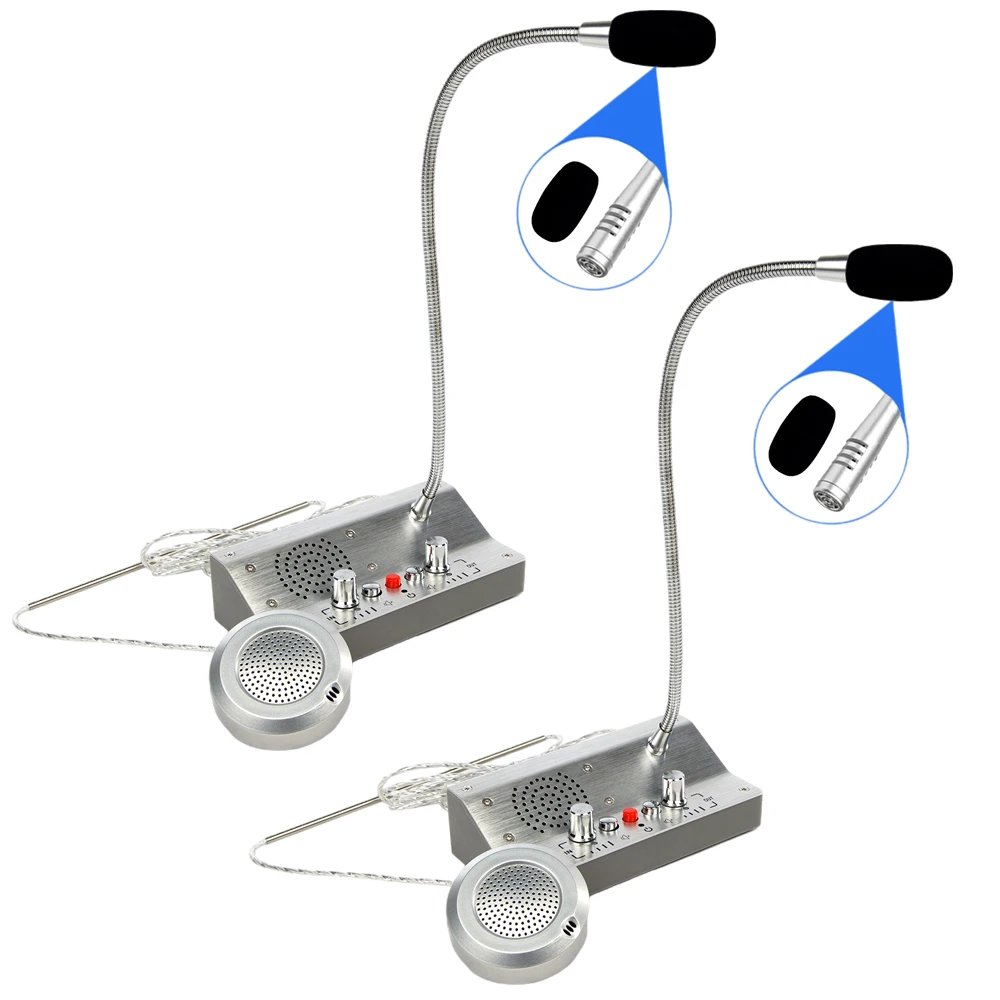 2PCS Dual Way Window Speaker Counter Intercom Gooseneck Interphone Voice for Table Desk Bank Pharmacy Hospital Ticket Station