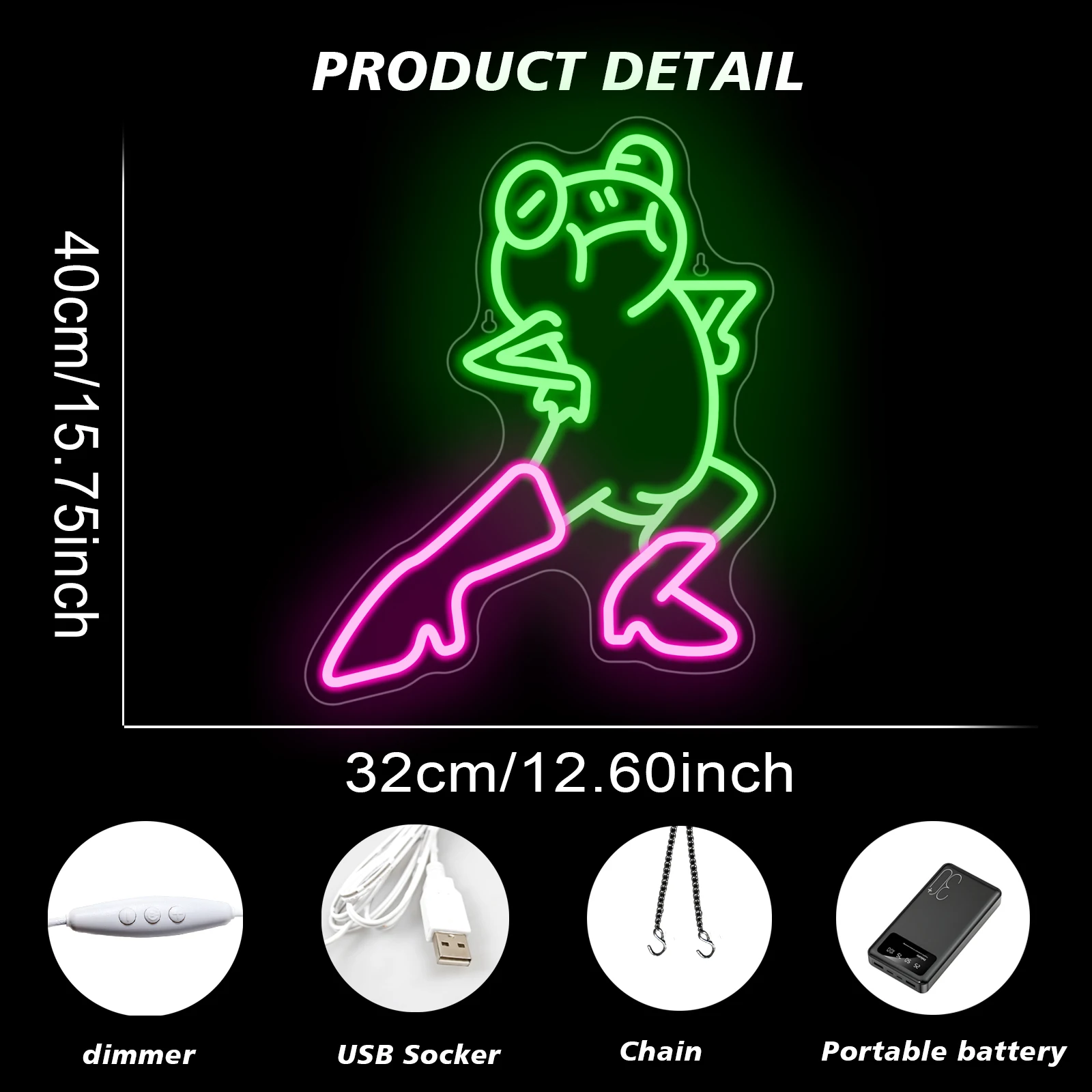 Cool Frog Neon Led Sign Room Decoration Creative Design Dimmbale Wall Decor For Bedroom Party Home Bars Club Kid's Room Lamp