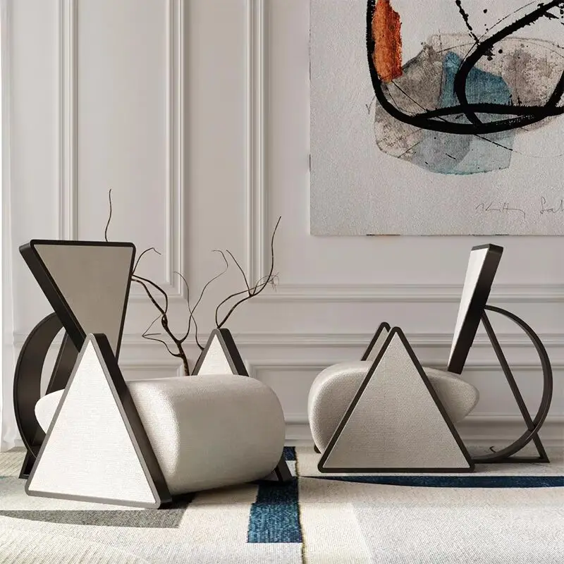 

modern creative single sofa chair luxury residential living room apartment design sense solid wood fabric leisure chair