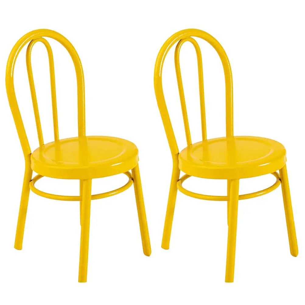Mini Iron Chair Set – 2pcs Exquisite Miniature Home Decoration for Dollhouse, Bedroom & Office Ornament