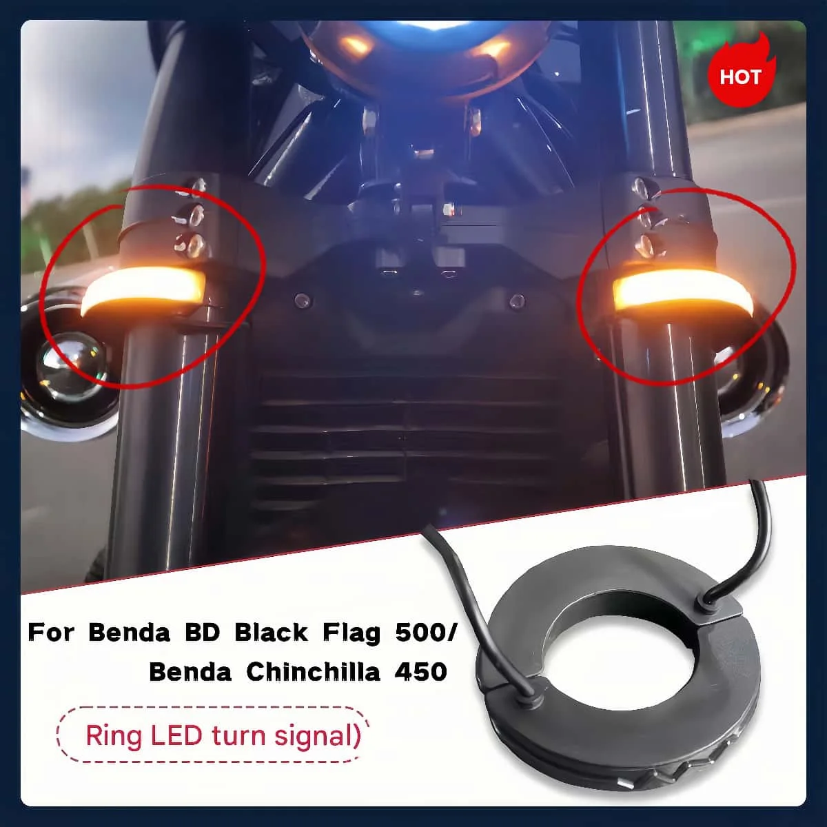 For BD Benda Black Flag 500/Benda Chinchilla 450 modified LED ring turn signal accessories special car dedicated