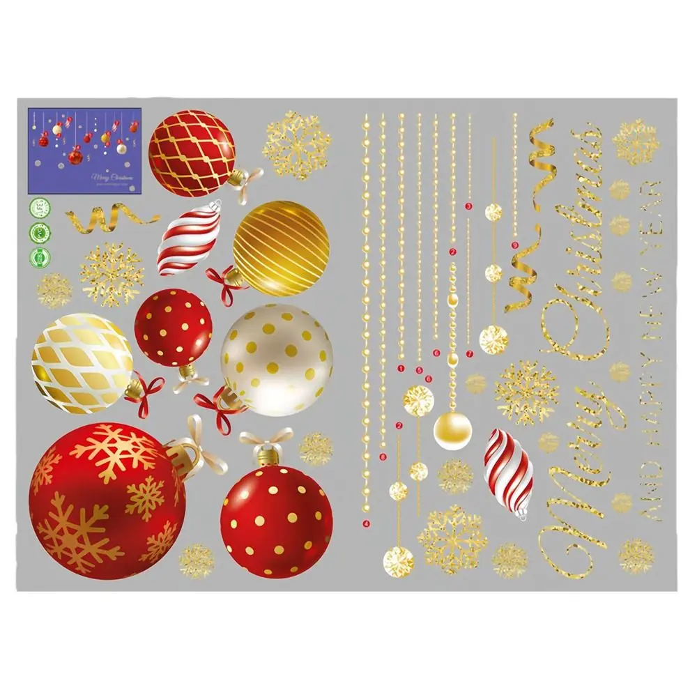 Multicolor Christmas Window Sticker Waterproof Christmas Balls Christmas Static Sticker Scene Layout Photo Props