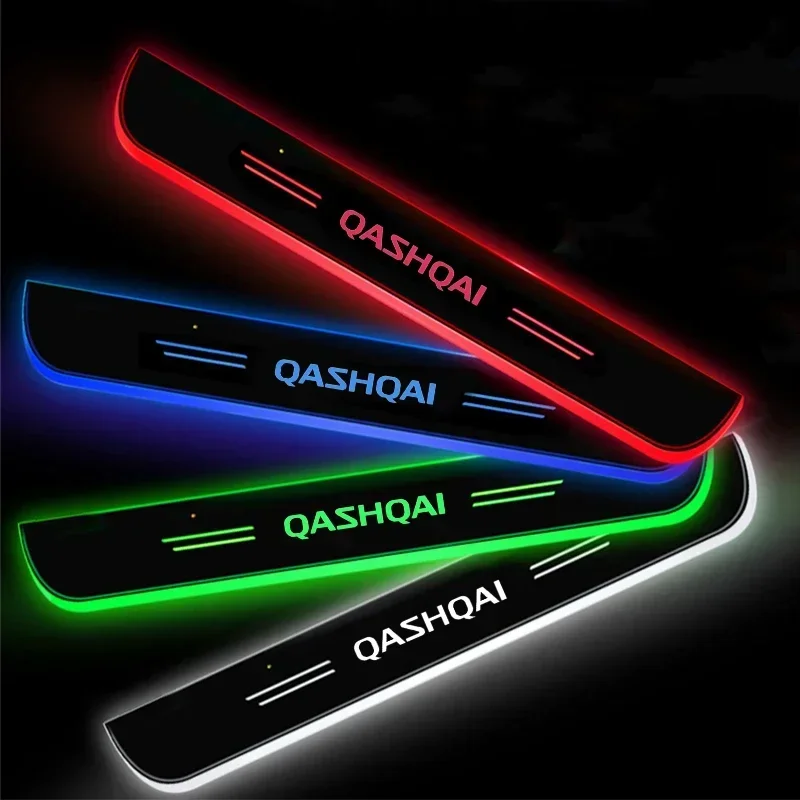 Acrylic Car LED Door Welcome Pedal Streamer Light for Nissan Qashqai Front Rear Threshold Decorative Strip Lamp Accessories