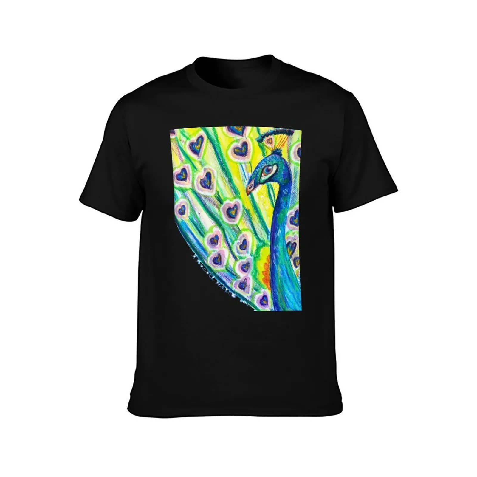 Peeking Peacock T-Shirt, Summer Casual Cotton Tee, Oversized Streetwear Tops, Vintage Graphic Print, Loose Fit Short Sleeve