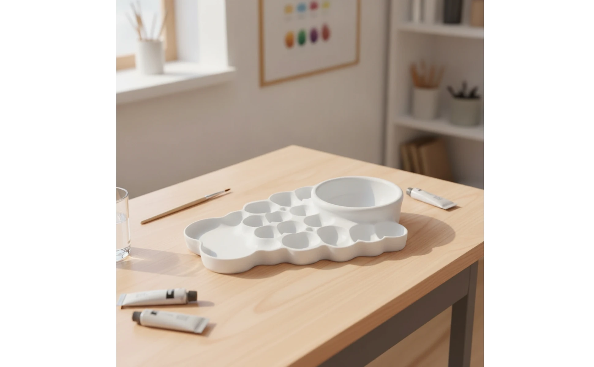 Cloud Paint Palette Long-Lasting Palette with Mixing Wells Art Supply Glossy Molded for Painters, Studio Painting, Sketching
