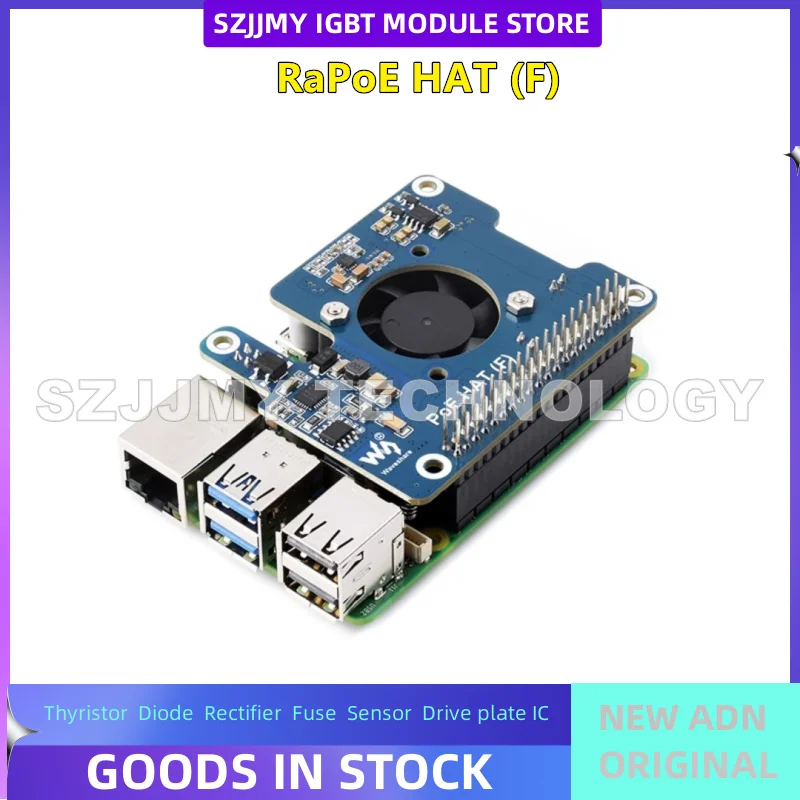 brand new  Raspberry Pi 5th Generation Power over Ethernet Expansion Board PoE Supports 802.3af/at with Cooling Fan