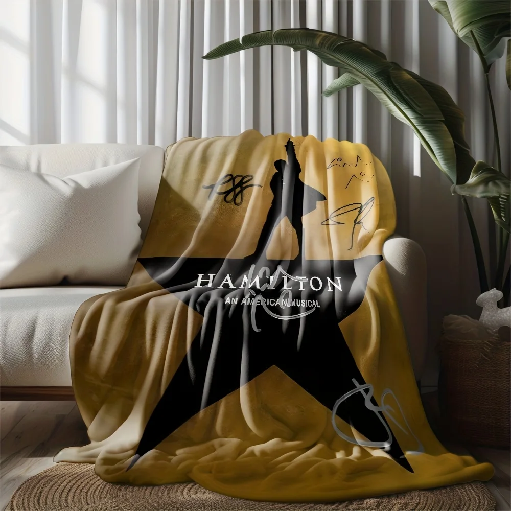 Hamilton Musical Flannel Blanket 2D Flat Print Stylish Decor Bedroom Bed Blanket Charming Cozy Nostalgic Lively Warm Attractive