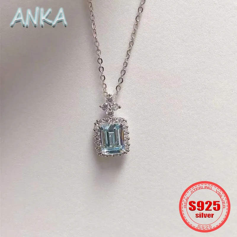 ANKA S925 Sterling Silver Perfume Bottle Pendant Fashion colorful treasure lockbone chain colorful treasure necklace