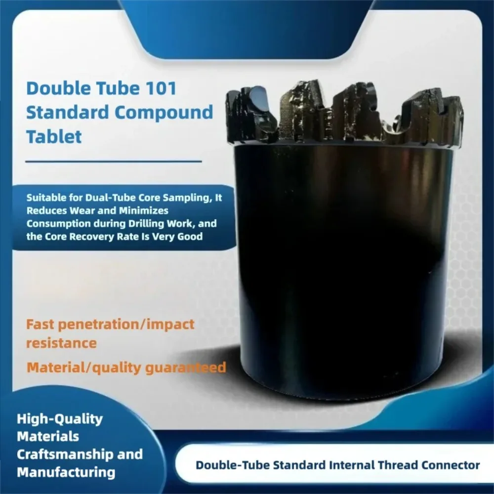 Double Tube Internal Thread Core PDC Bit Hot Pressed Diamond Core Drill Bit For Geological Rock Coring