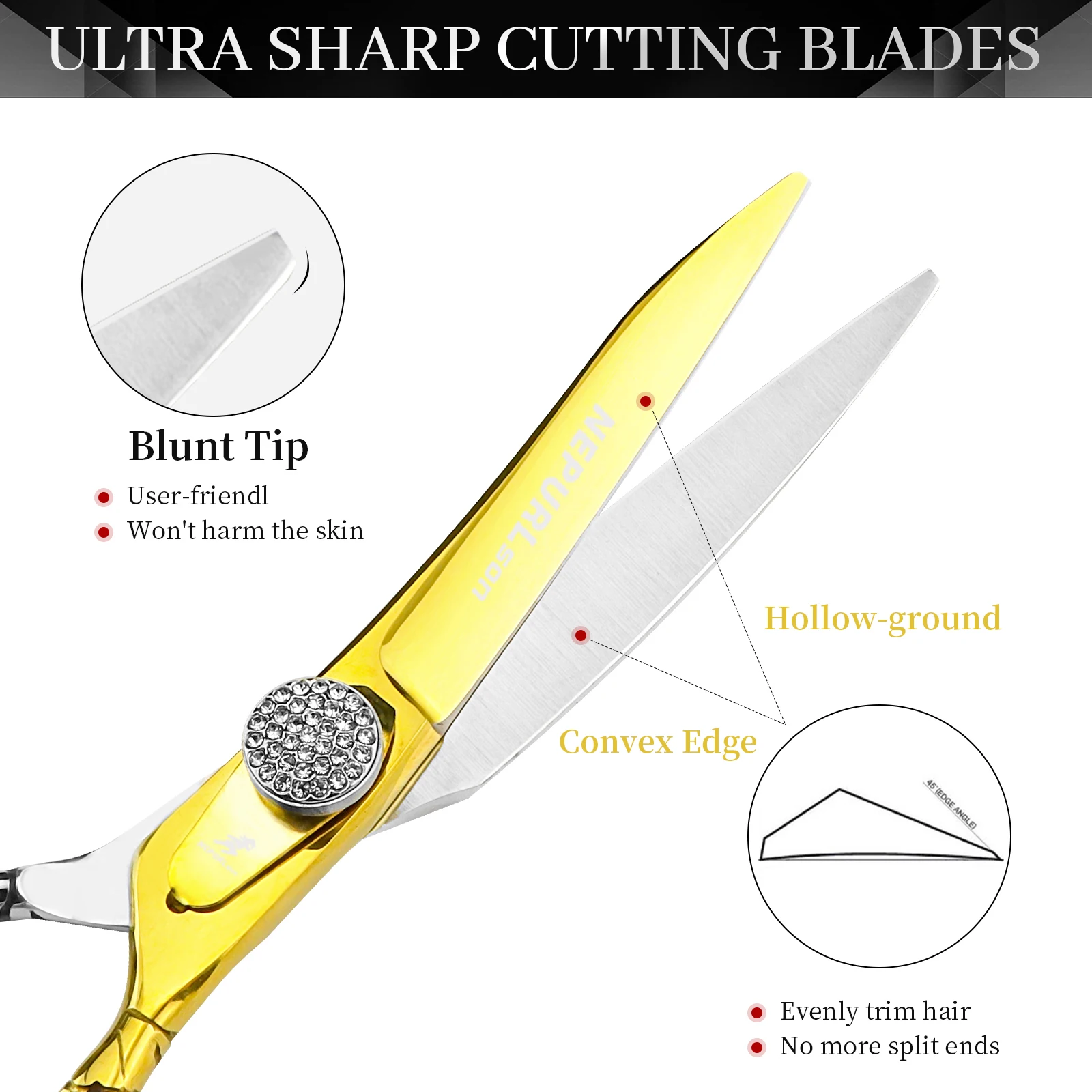 NEPURLSON Hair Scissors VG10 Steel, 6.0inch Hand Made Sharp Scissors Cutting Scissors Hairdressing Shears Barber Scissors