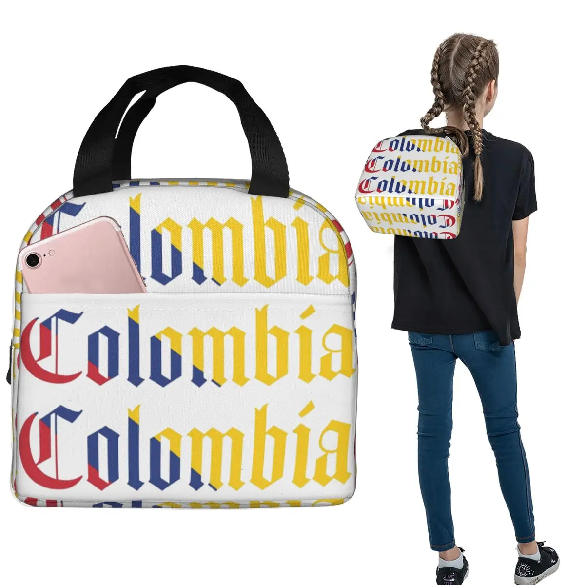 Colombia Colombia Flag Insulated Lunch Bag for Women Kids Portable Food Boxes Thermal Lunch Box Tote