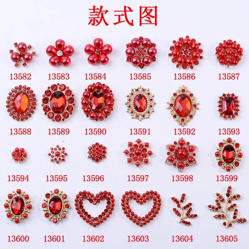 DIY antique fan jewelry material bride clothes big red series flower plate jewelry alloy accessories spot wholesale