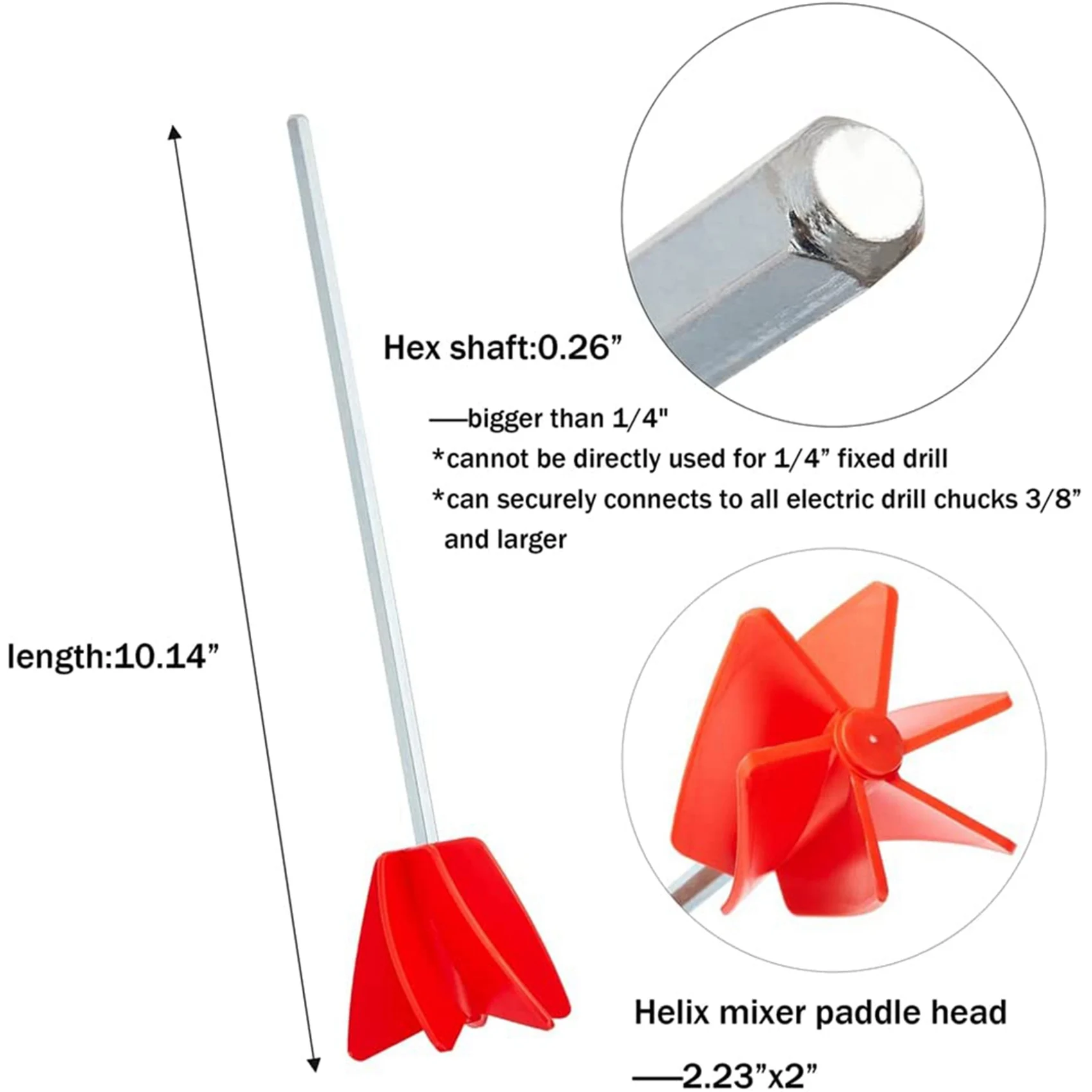 

AB13-2X Paint Mixer & Epoxy Mixer Attachment With 1/4Inch Hex Shank Drill Chuck For Mixes Epoxy Resin,Latex,Oil Paints