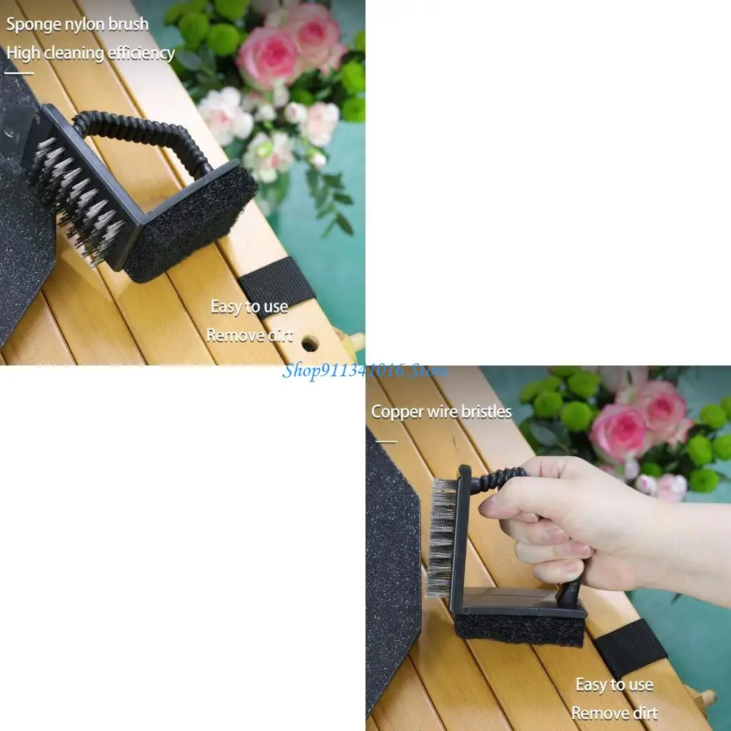 

Grills Brush Cleaner Tool Combining Copper Wire Scouring Pad And Ergonomic Stainless Steel Handle For Quick Cleaning