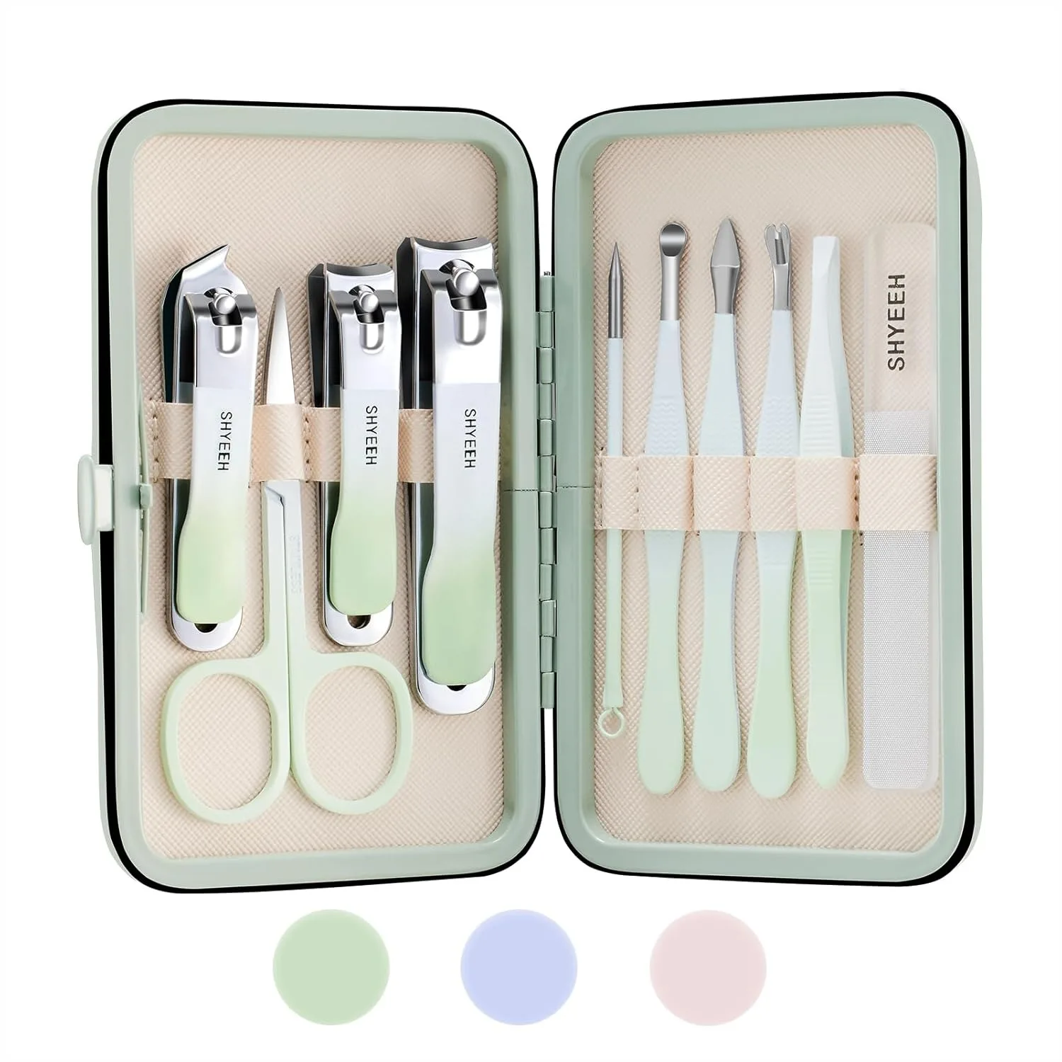 

Manicure Set, 10 Pcs High-Carbon Steel Nail Clippers Kit, Portable Mini Manicure and Pedicure Case with Leather Bag for Travel