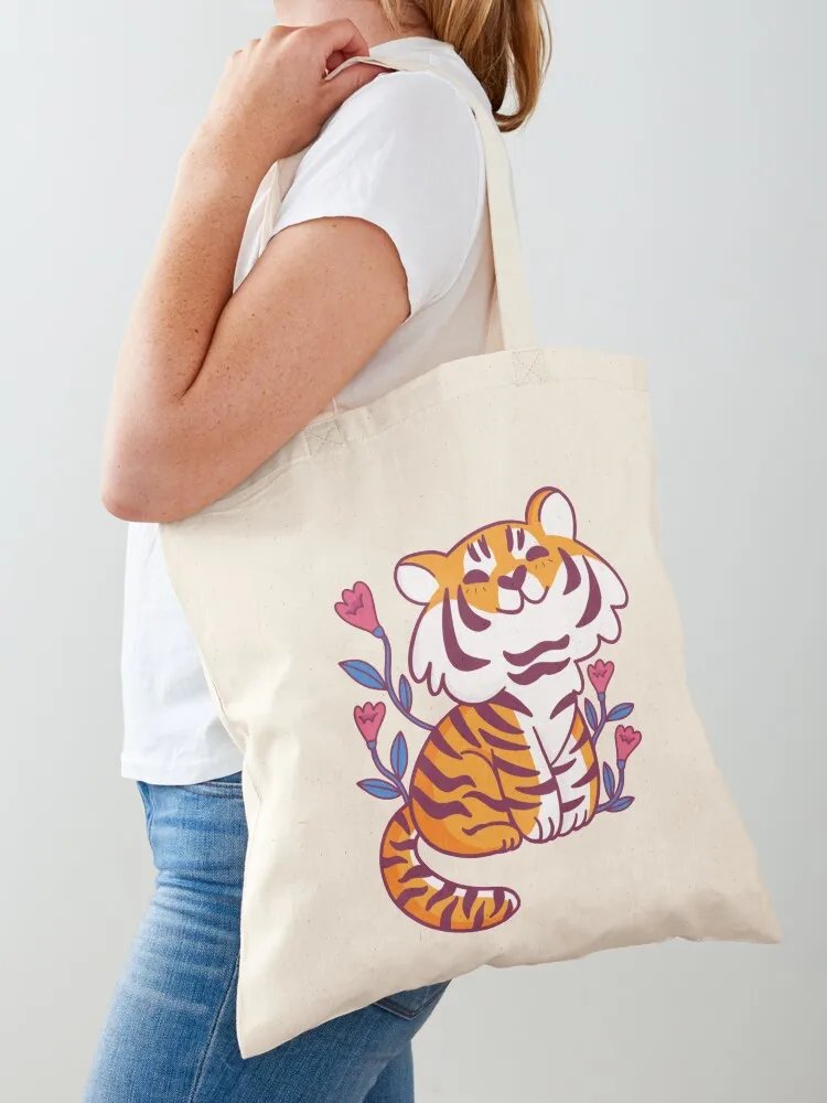 

Flower Tiger Tote Bag personalized tote Customizable reusable shopping men