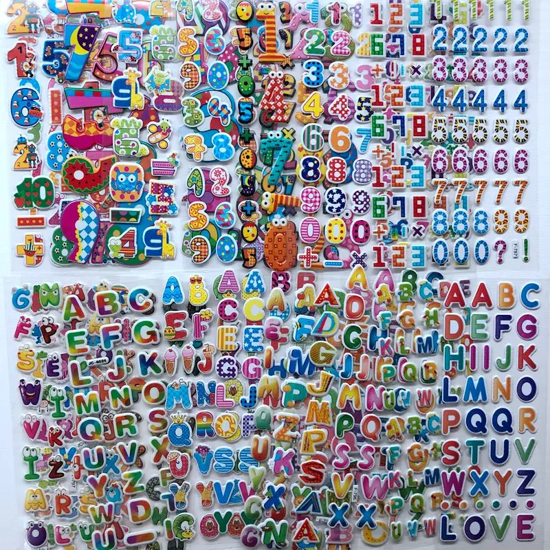 10 arkuszy naklejek 3D z literami i cyframi, alfabet angielski, prezent urodzinowy na festiwal dla dorosłych, chłopców i dziewcząt, dekoracja do scrapbookingu