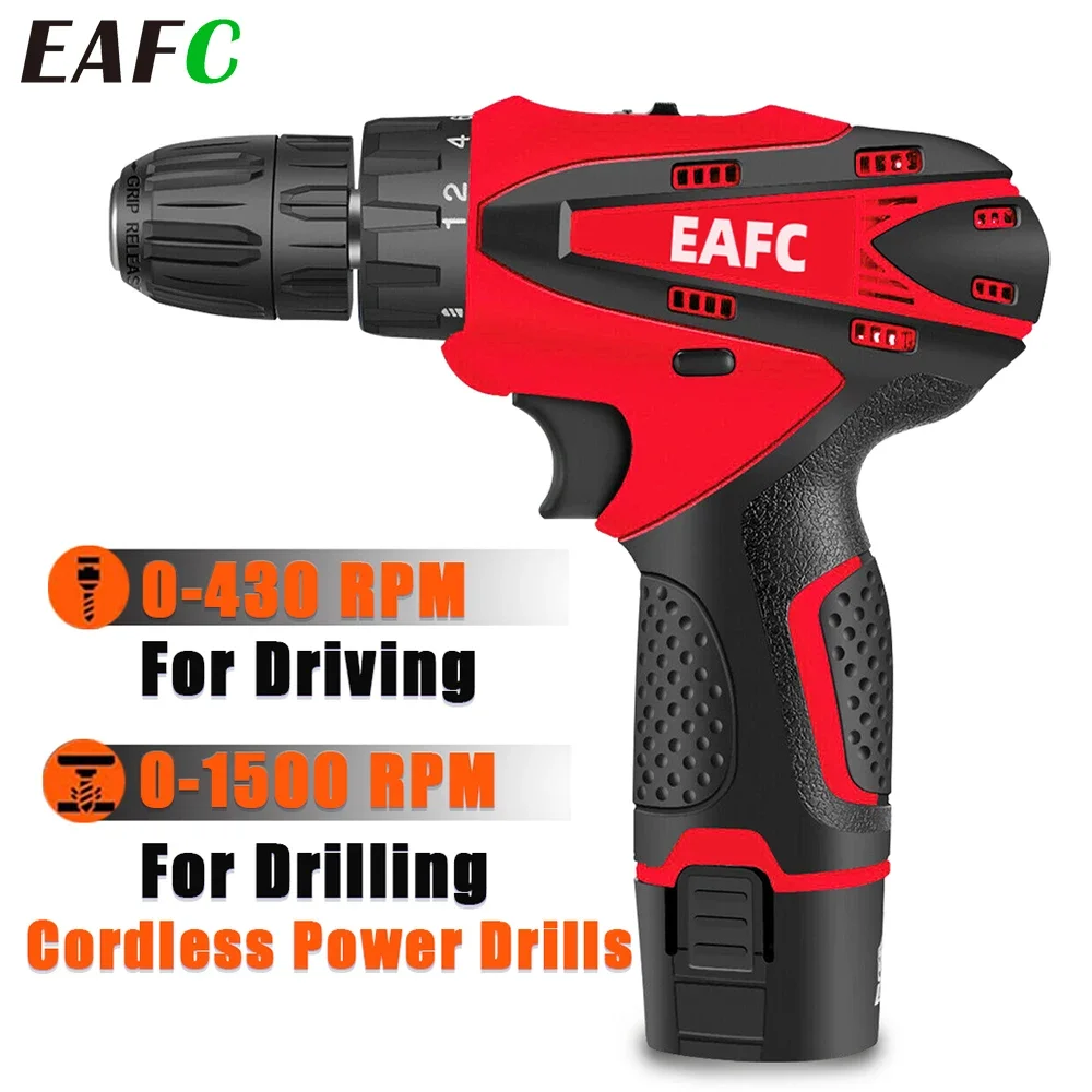 

EAFC Беспроводная автомобильная ручная дрель 4500 мАч Многофункциональная электрическая отвертка Двухскоростная ударная автомобильная дрель для дома DIY Набор электроинструментов