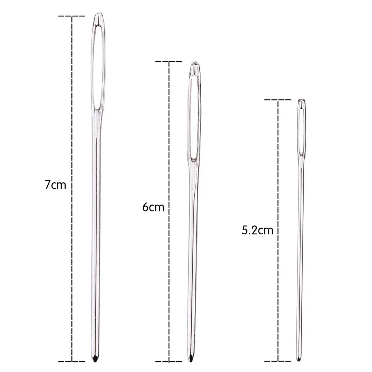 2026 Trend-15 Pieces Blunt Needles stainless steel Large-Eye Yarn Knitting Needles Sewing Needles, 3 Sizes