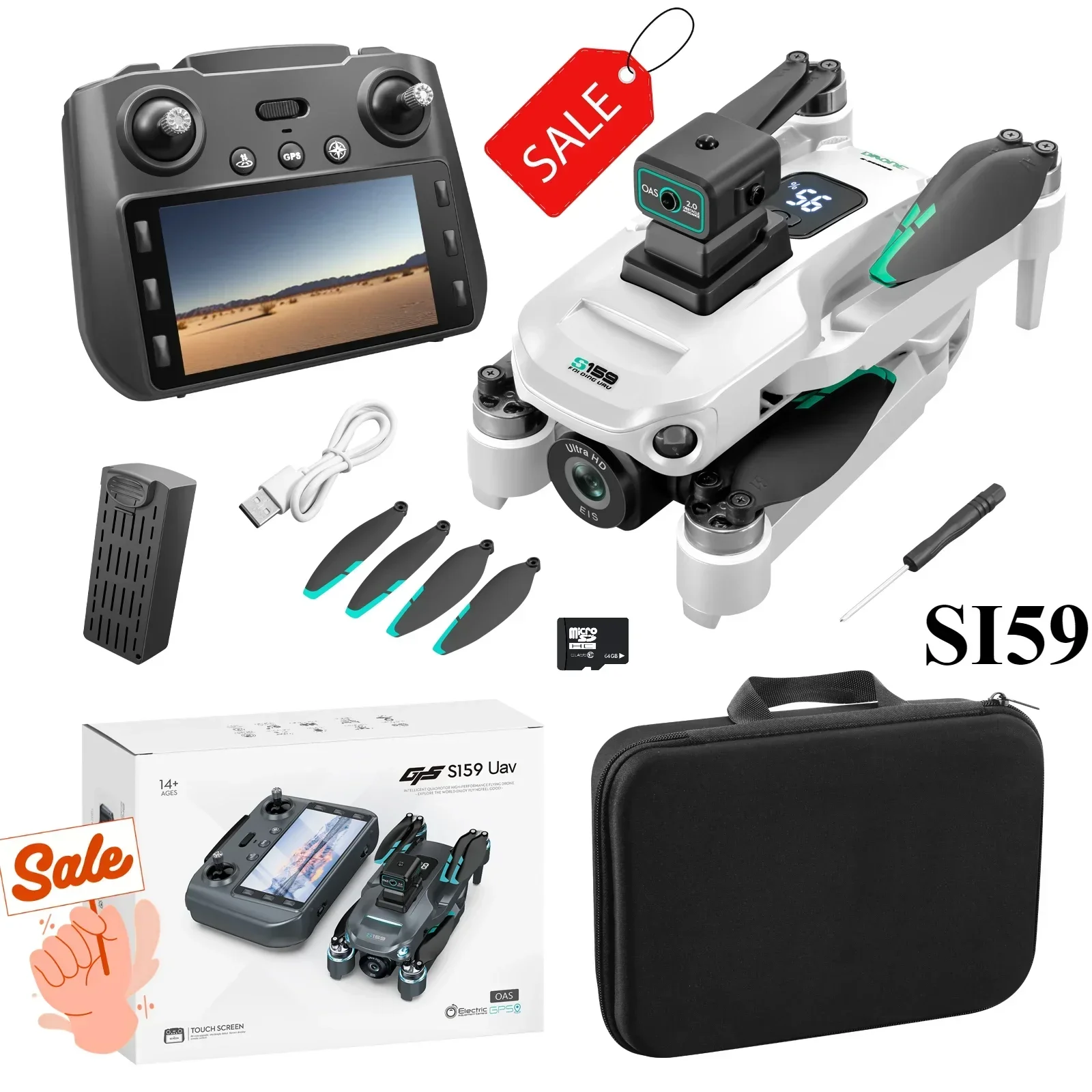 2024 New SI59 Drone Screen Send Memory Card 5G Image Transfer GPS 8K HD Camera Obstacle Avoidance Brushless Aerial FPV Dron 5KM