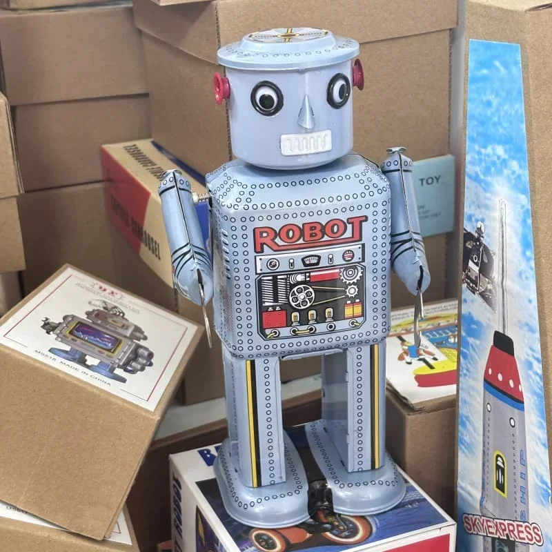 Figurine de Robot Alien en métal rétro, Anime, avec bras mobiles, mécanisme d'horloge, jouet à remonter, cadeaux d'anniversaire et de noël pour enfants