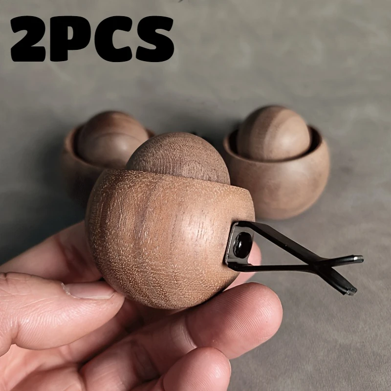 Natural Wood Car Diffuser Flame-Proof Spherical Air Freshener Wooden Odor Eliminator for Car Home Bedroom Office Desk Interior