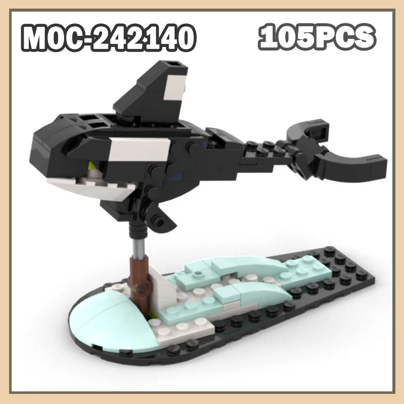 

MOC-242140 Orca Small Building Blocks Crimson Modified Creative Marine Biological Particle Building Block ModelToy Gift 105PCS