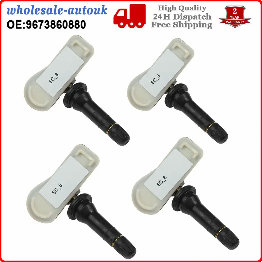 Sensor de presión de neumáticos TPMS 9673860880, para Peugeot 5008, T87, DS4, 09/2009-09/13, 4 unidades