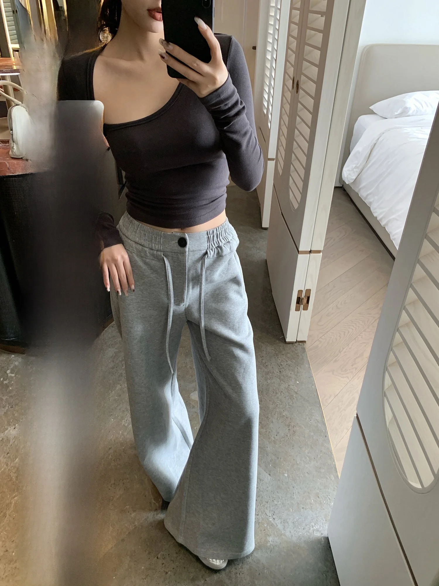 

Американские брюки-джоггеры с высокой талией, прямые, широкие, повседневные, женские, весна-осень, на резинке