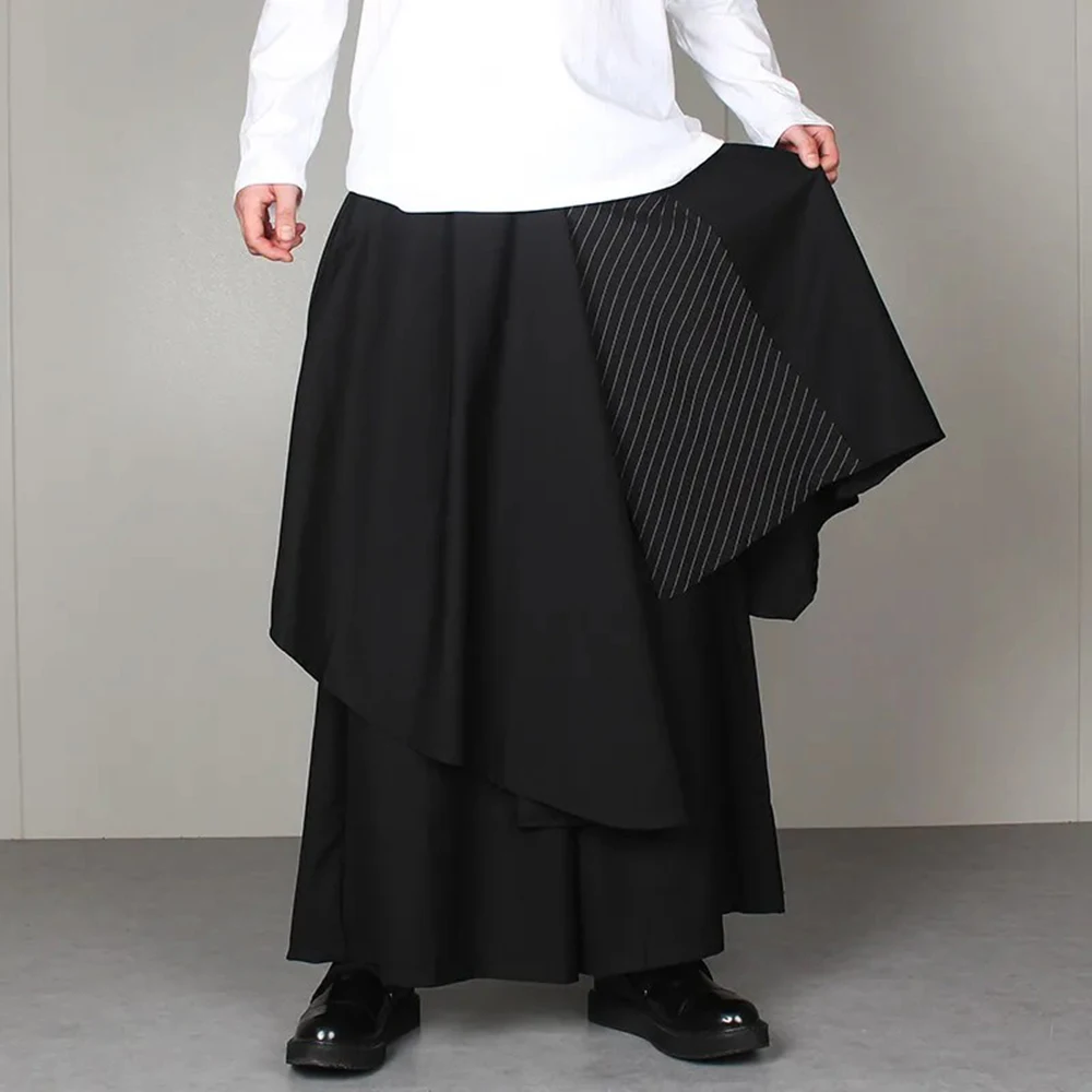 

Summer Men's Solid Color Irregular Skirt Pants American Retro Fashion Trend Casual Simple Loose Breathable Niche Men's Bottoms