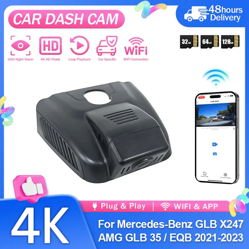 WIFI Car 2160P Dash Cam For Mercedes-Benz GLB X247 / AMG GLB 35 / EQB 2021-2023 Night Vision Video Recorder