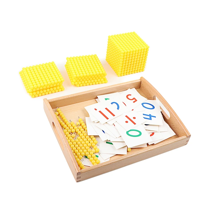 Juego de Banco Montessori, juego de cuentas amarillas, sistema Decimal, material de enseñanza de matemáticas, juguetes educativos para bebés en edad preescolar