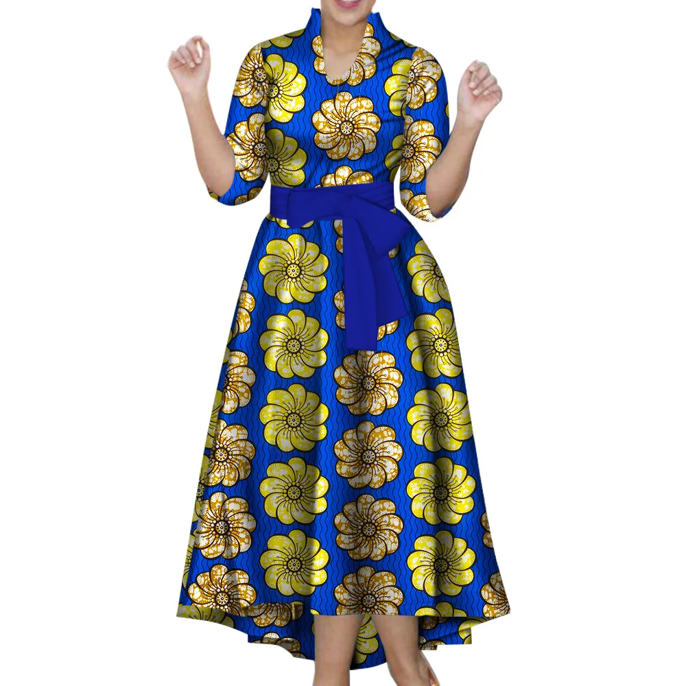 Fashion Ankara Maxi Long Dress Women Party Printed Mermaid Long Vintage Retro Large Size African Event Celebrate Gown New