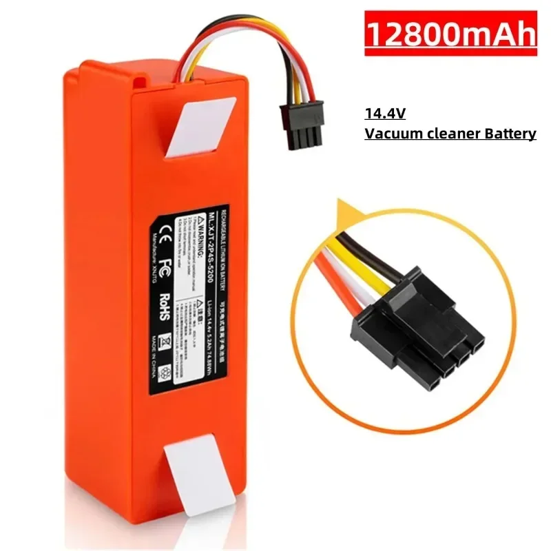 Replacement Battery for Xiaomi Roborock, Robotic Vacuum Cleaner, S55, S60, S65, S50, S51, S5 MAX, S6 Parts, 14.4V, 12800mAh